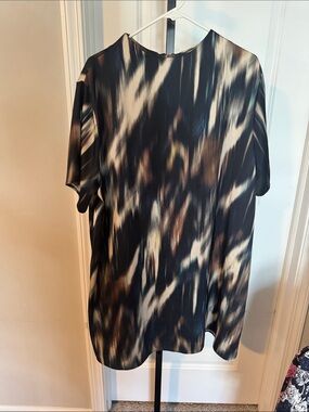 H&M Midi Dress in Black, Brown and Cream Abstract Print